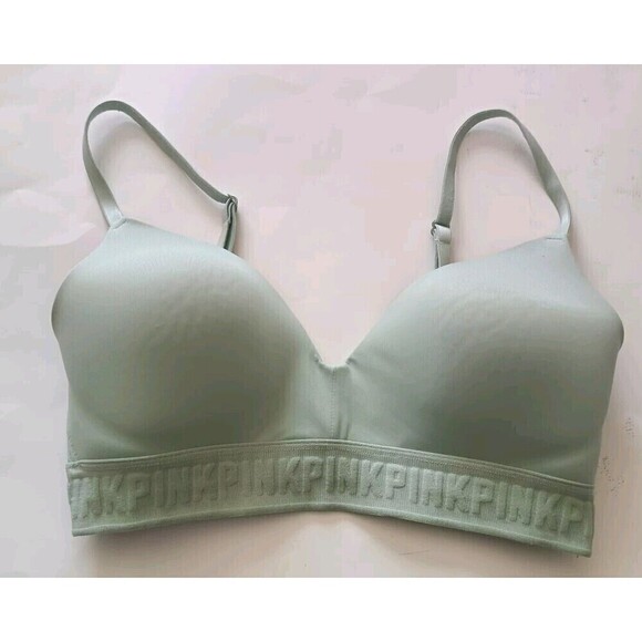 PINK by Victoria's Secret Wireless Bra Size 32D Wireless Soft Sage Love Pink - Picture 2 of 7